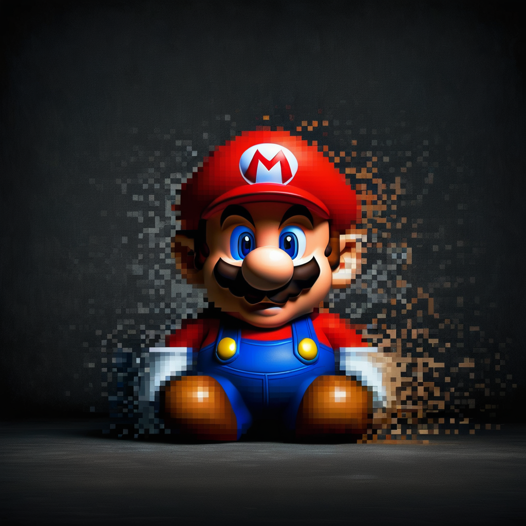 00022-super mario dissolving into pixels,, windy, dark background _lora_Aether_Pixel_v1_SDXL_LoRA_1_.png